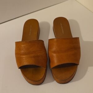 Saks Fifth Avenue Tan Leather Mules